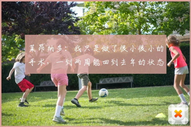 莱昂纳多：我只是做了很小很小的手术，一到两周能回到去年的状态